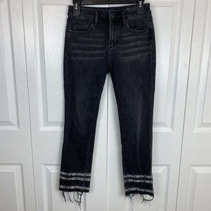 Driftwood Anthropologie Size 25 Colette Crop Jeans Black Straight Leg Snake boho